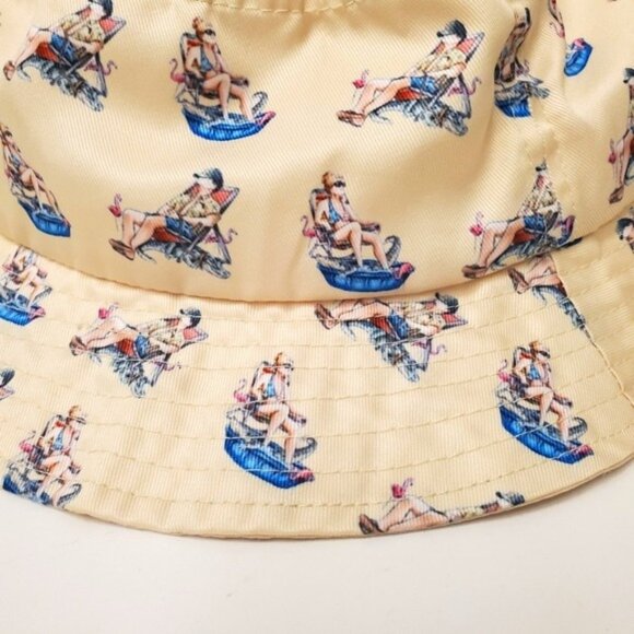 Handmade Bucket Hat Florida Theme Loungechair Drink - Picture 4 of 13